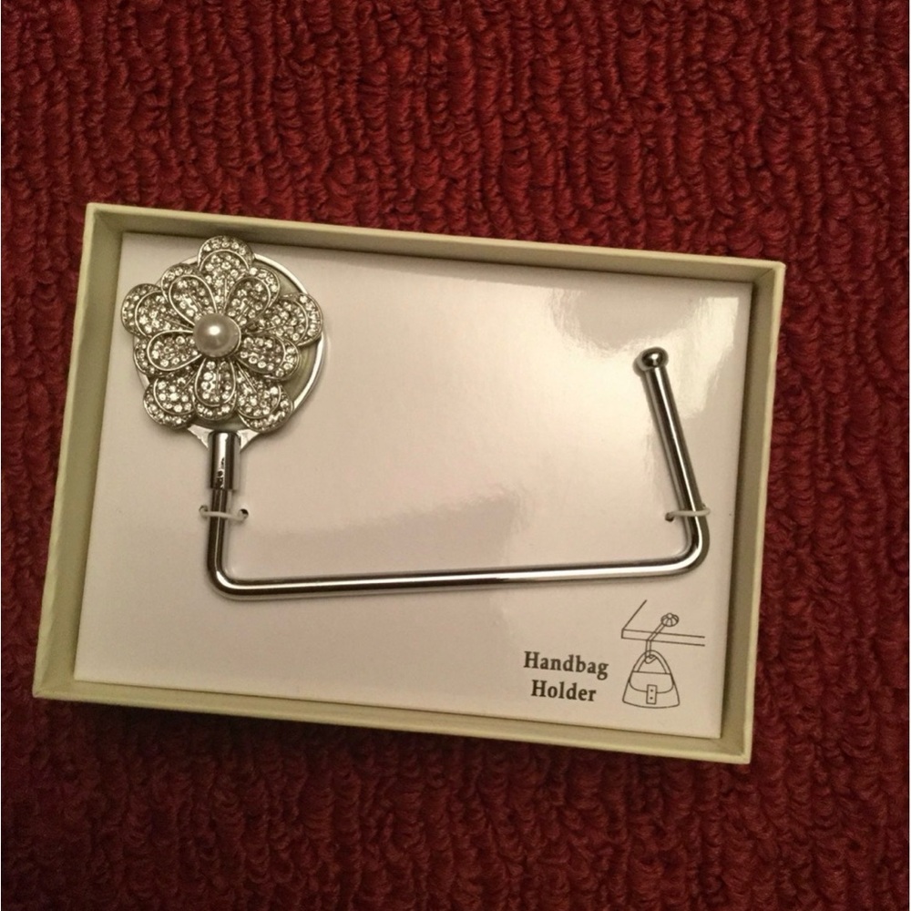 Silver Floral Handbag Holder